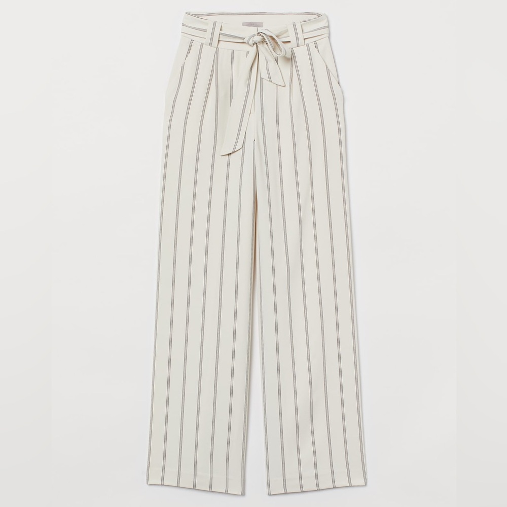NWT H&M White Pinstriped Wide Leg Trousers